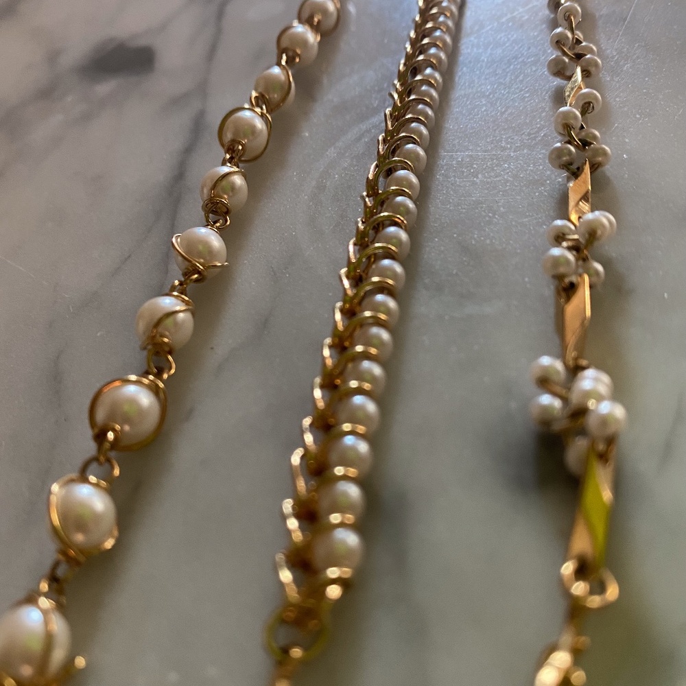 Trio of pearl bracelets